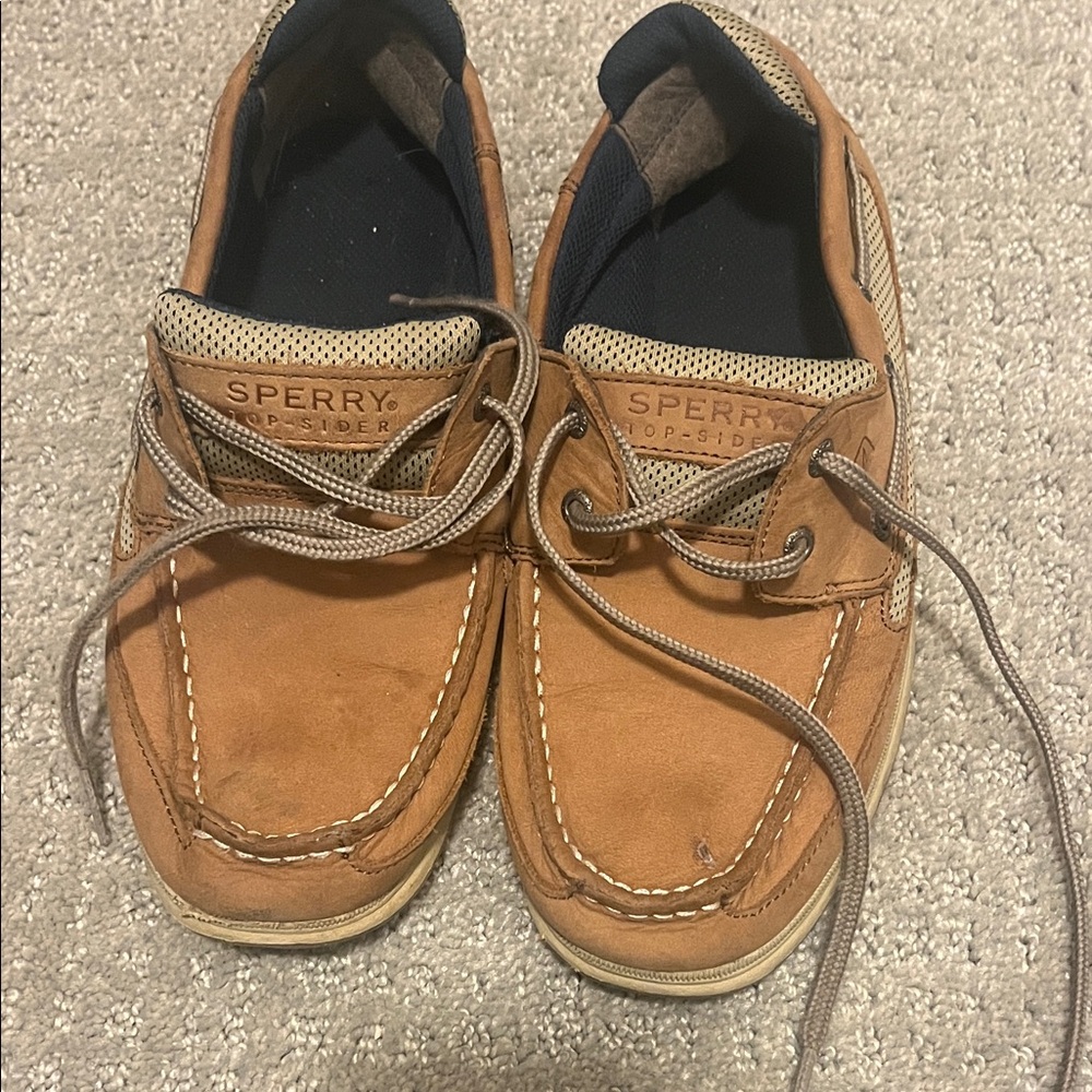 Boys Sperry Top Sider Lanyard Leather Boat Shoes Size 6.5